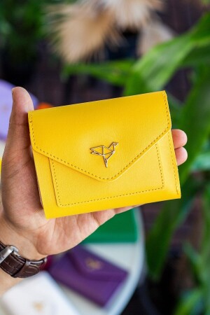 Columbia Mini-Damenbrieftasche aus veganem Leder in Gelb mit Münzfach und losem Kartenhalter COLUMBIA - 1
