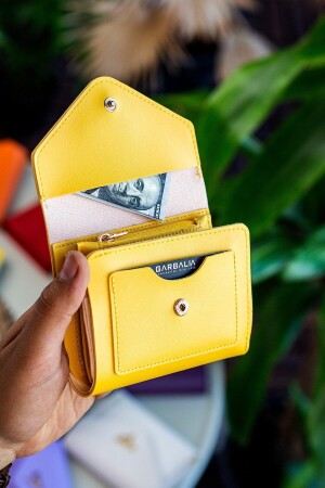 Columbia Mini-Damenbrieftasche aus veganem Leder in Gelb mit Münzfach und losem Kartenhalter COLUMBIA - 2