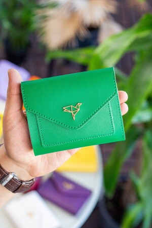 Columbia Mini-Damenbrieftasche aus veganem Leder in Grün mit Münzfach und losem Kartenhalter COLUMBIA - 2