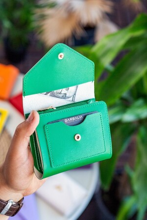 Columbia Mini-Damenbrieftasche aus veganem Leder in Grün mit Münzfach und losem Kartenhalter COLUMBIA - 3