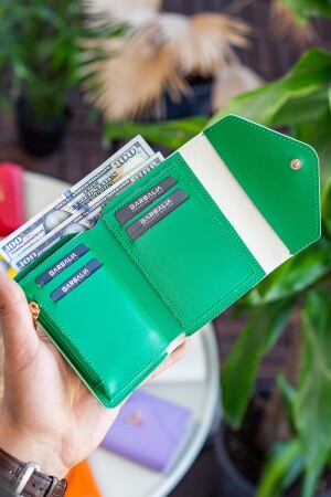 Columbia Mini-Damenbrieftasche aus veganem Leder in Grün mit Münzfach und losem Kartenhalter COLUMBIA - 5