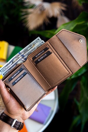 Columbia Mini-Damenbrieftasche aus veganem Leder in Kupfer mit Münzfach und losem Kartenhalter COLUMBIA - 5