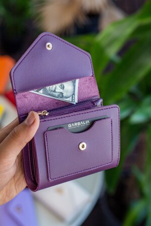 Columbia Mini-Damenbrieftasche aus veganem Leder in Pflaume mit Münzfach und losem Kartenhalter COLUMBIA - 2
