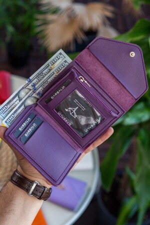 Columbia Mini-Damenbrieftasche aus veganem Leder in Pflaume mit Münzfach und losem Kartenhalter COLUMBIA - 3