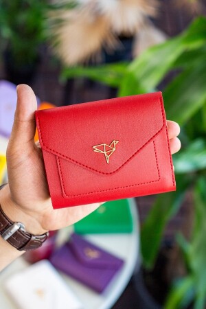 Columbia Mini-Damenbrieftasche aus veganem Leder in Rot mit Münzfach und losem Kartenhalter COLUMBIA - 2