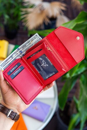 Columbia Mini-Damenbrieftasche aus veganem Leder in Rot mit Münzfach und losem Kartenhalter COLUMBIA - 4