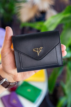 Columbia Mini-Damenbrieftasche aus veganem Leder in Schwarz mit Münzfach und losem Kartenhalter - 1