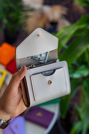 Columbia Mini-Geldbörse aus veganem Leder in Beige mit Münzfach und losem Kartenhalter COLUMBIA - 2