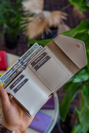Columbia Mini-Geldbörse aus veganem Leder in Beige mit Münzfach und losem Kartenhalter COLUMBIA - 5