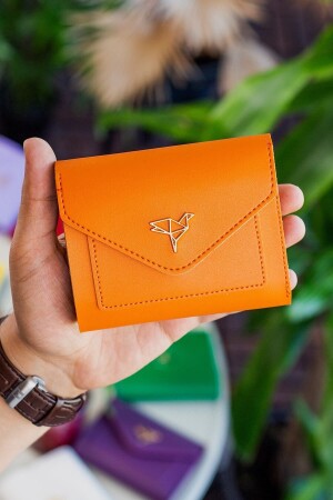 Columbia Mini-Geldbörse für Damen aus veganem Leder in Orange mit Münzfach und losem Kartenhalter - 1