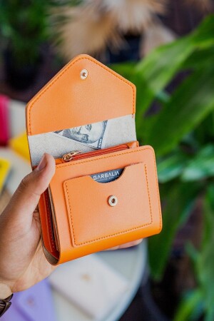 Columbia Mini-Geldbörse für Damen aus veganem Leder in Orange mit Münzfach und losem Kartenhalter - 3