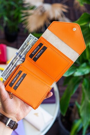 Columbia Mini-Geldbörse für Damen aus veganem Leder in Orange mit Münzfach und losem Kartenhalter COLUMBIA - 5