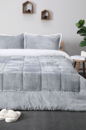 Comforter Çift Kişilik Battaniye Seti - Gri - 2