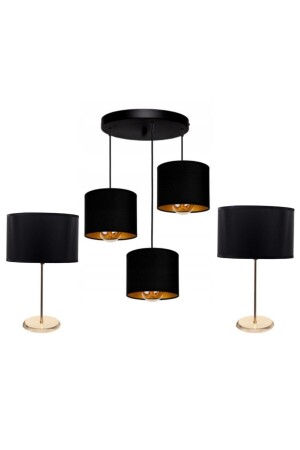 Concept Wohnzimmer-Set, 2-teilig, Lampenschirm, 1-teilig, Kronleuchter. Wohnzimmer-Set – GELB - 3