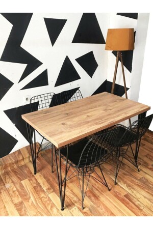 Concepthouse Furniture Esstisch Küchentisch für 4 Personen mit Drahtstühlen Atlantic Pine Concept02 - 1