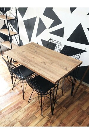Concepthouse Furniture Esstisch Küchentisch für 4 Personen mit Drahtstühlen Atlantic Pine Concept02 - 3