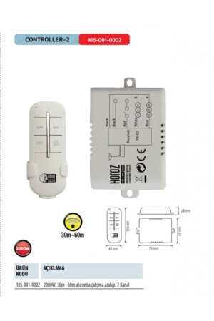 Controller-2 2x1000w 2-Kronleuchter-Beleuchtung Fernbedienung CONTROLLER-2 - 1