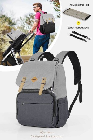 Coolbag Mother Baby Care Rucksack – Kleiderbügel – Öffnung unten – Thermoöse – wasserdicht / grau-anthrazit - 1