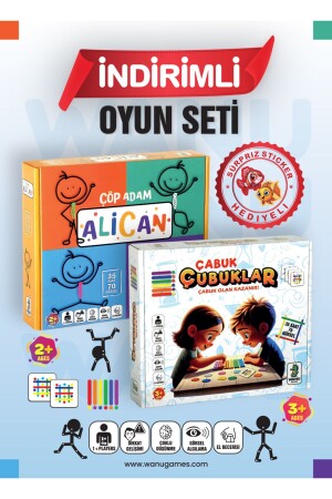 Çöp Adam Alican ve Çabuk Çubuklar Montessori Eğitici Oyuncak Seti - 1