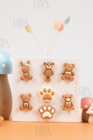 Corcs Jibbitz Terlik Süsü - Suluk Süsü - Telefon Süsü- 7 Adet Ayıcık Charm- Matara Süsü - Crocs