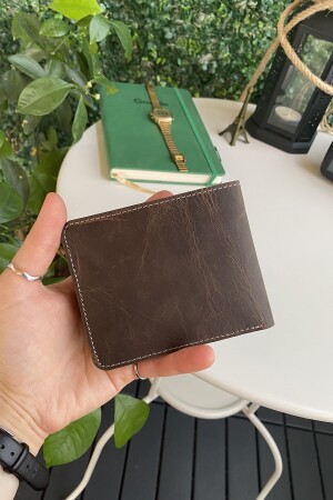 Cosmos - Braune Herren-Geldbörse aus echtem Leder mit Ausweisfach, Kartenhalter-Geldbörse mit Papiergeldfach - 5