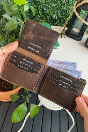 Cosmos - Braune Herren-Geldbörse aus echtem Leder mit Ausweisfach, Kartenhalter-Geldbörse mit Papiergeldfach - 1