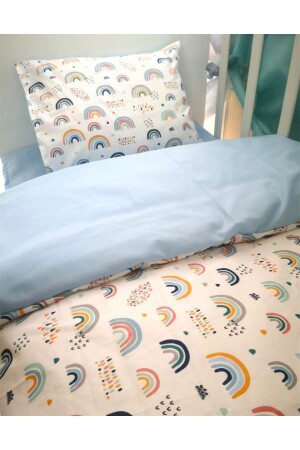 Cotton Child 70x110 Pillow Sheet Comforter Set Rainbow Blue For Park Crib - 1