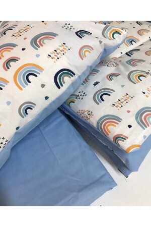 Cotton Child 70x110 Pillow Sheet Comforter Set Rainbow Blue For Park Crib - 6