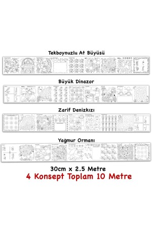 Çöz, Çiz, Boya, Kes - Dev Boyama Kağıdı - 4 Konsept Boyama Rulosu Büyük Boy Toplam 10 Metre Uzunluk 10M - 3