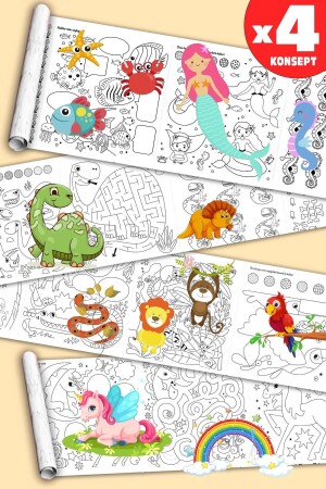 MNZ-Solve، Draw, Paint, Cut - ورقة لون ضخمة - 4 رولات رسم مفهوم حجم كبير إجمالي 10 متر طول 10 م - PopŞeker