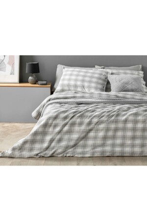 Cozy Plaid Winter Soft King Size Nevresim Takımı 240x220 Cm Gri TYC00365833997 - 1