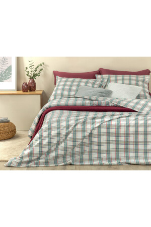 Cozy Plaid Winter Soft King Size Nevresim Takımı 240x220 Cm Yeşil TYC00365835274 - 3