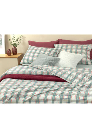 Cozy Plaid Winter Soft King Size Nevresim Takımı 240x220 Cm Yeşil TYC00365835274 - 4