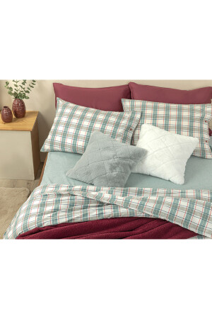 Cozy Plaid Winter Soft King Size Nevresim Takımı 240x220 Cm Yeşil TYC00365835274 - 5