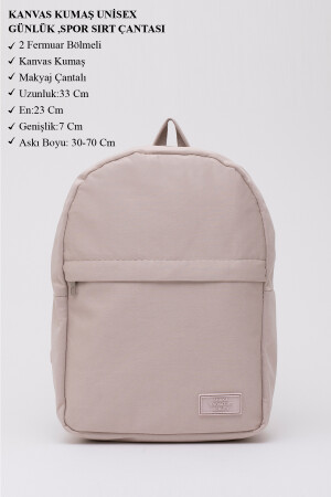 Creme Shk40 2 Fächer verstellbarer Riemen Canvas Stoff Unisex Alltagssportrucksack U:33 E:23 G:1 S226-00027 - 3