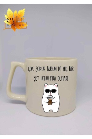 Cremefarbene Katze, I Don't Care About Anything, besonderes Design, Luxus-Keramikbecher, Tasse, Latte-Tasse, Luxus0606202300011 - 1