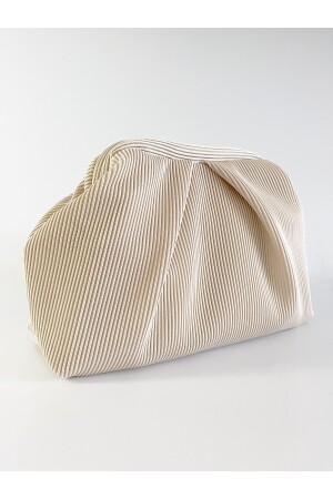Cremefarbene Plissee-Clutch-Handtasche für Damen HYBPLSE - 3