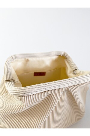 Cremefarbene Plissee-Clutch-Handtasche für Damen HYBPLSE - 4