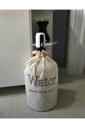 Cremefarbener Ballonbehälter mit Aufdruck „Wasser, bitte trinken Sie mehr“. - 5