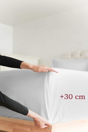 Cremefarbenes Doppelbett-Standard-King-Size-Bettlaken aus gekämmter Baumwolle, King-Size-Bett, 180 x 200 cm - 4