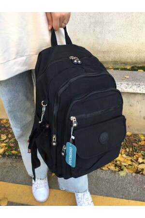 Crinkle-Stoff, wasserdicht, groß, Schwarz, Crinkle-Rucksack/Laptop-Reiseschultasche 15–6 - 3