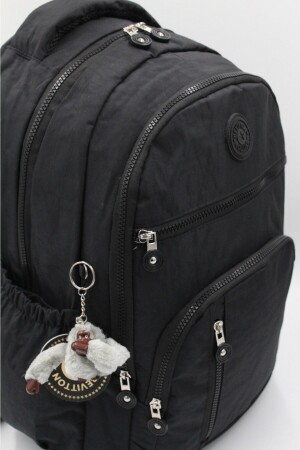 Crinkle-wasserdichter Stoff, schwarze Farbe, großer Unisex-Schulrucksack und Reisetasche // 1700 610001 - 4