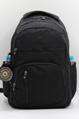Crinkle-wasserdichter Stoff, schwarze Farbe, großer Unisex-Schulrucksack und Reisetasche // 1700 610001 - 5