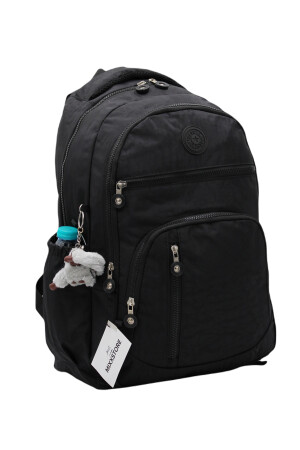 Crinkle-wasserdichter Stoff, schwarze Farbe, großer Unisex-Schulrucksack und Reisetasche // 1700 610001 - 2