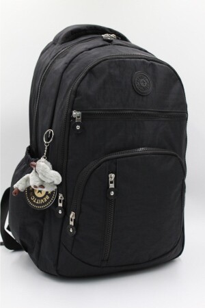 Crinkle-wasserdichter Stoff, schwarze Farbe, großer Unisex-Schulrucksack und Reisetasche // 1700 610001 - 3