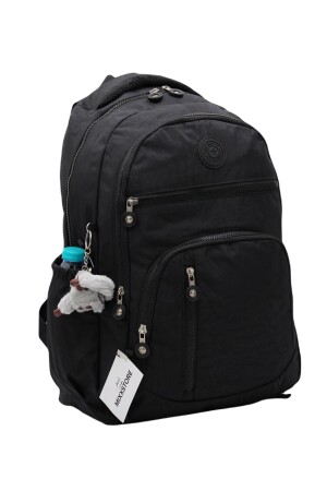 Crinkle-wasserdichter Stoff, schwarze Farbe, großer Unisex-Schulrucksack und Reisetasche // 1700 610001 - 1