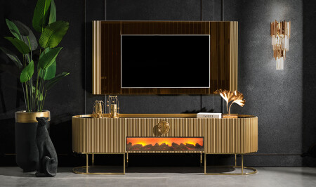 Crown Tv Ünitesi - Gold - Cadde Yıldız