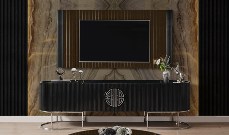 Crown Tv Ünitesi - Siyah - Silver - Cadde Yıldız