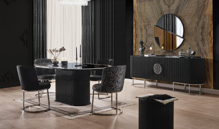 Crown Yemek Odası - Siyah - Silver - Cadde Yıldız