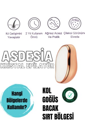 Crystal Eraser Epilasyon Aleti Tüy Silgisi Tüy Alıcı Fiziksel Kristal Epilatör Rose Gold Krom 21544 - 1